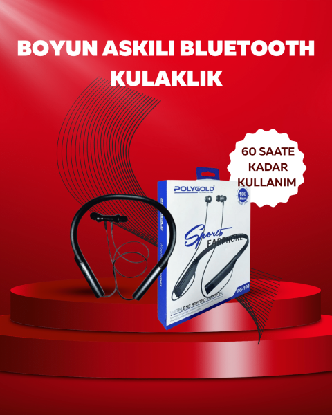Polygold PG-100 Bluetooth 5.0 Boyun Bantlı Kulaklık – 50 Saat Konuşma Süresi, Type-C Şarj - Lisinya