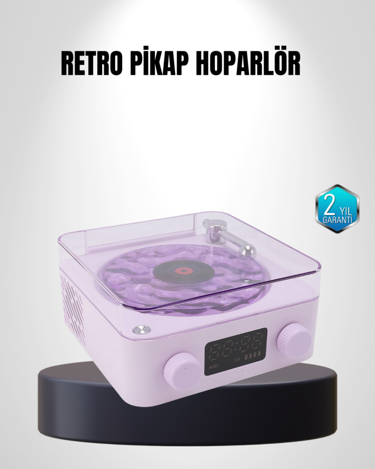 Bluetooth Retro Pikap Hoparlör 360 Derece Ses Projektörlü Gece Lambası Çok Fonksiyonlu - Lisinya