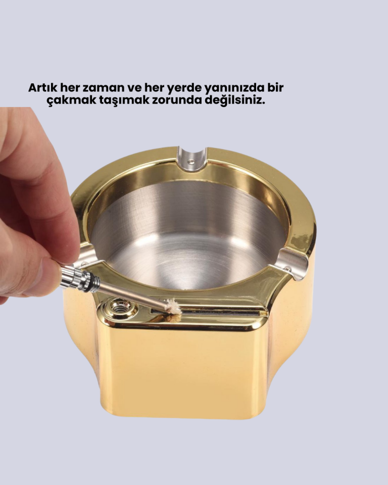 Çakmak Entegreli Küllük Yeniden Doldurulabilir Metal Gövde - Lisinya