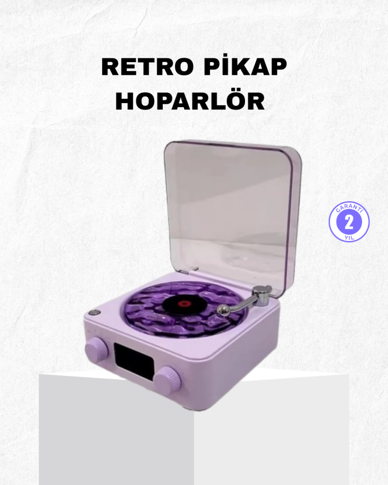 Retro Pikap Hoparlör Bluetooth AUX USB Type-C Projektörlü 360° Sesli Taşınabilir - Lisinya