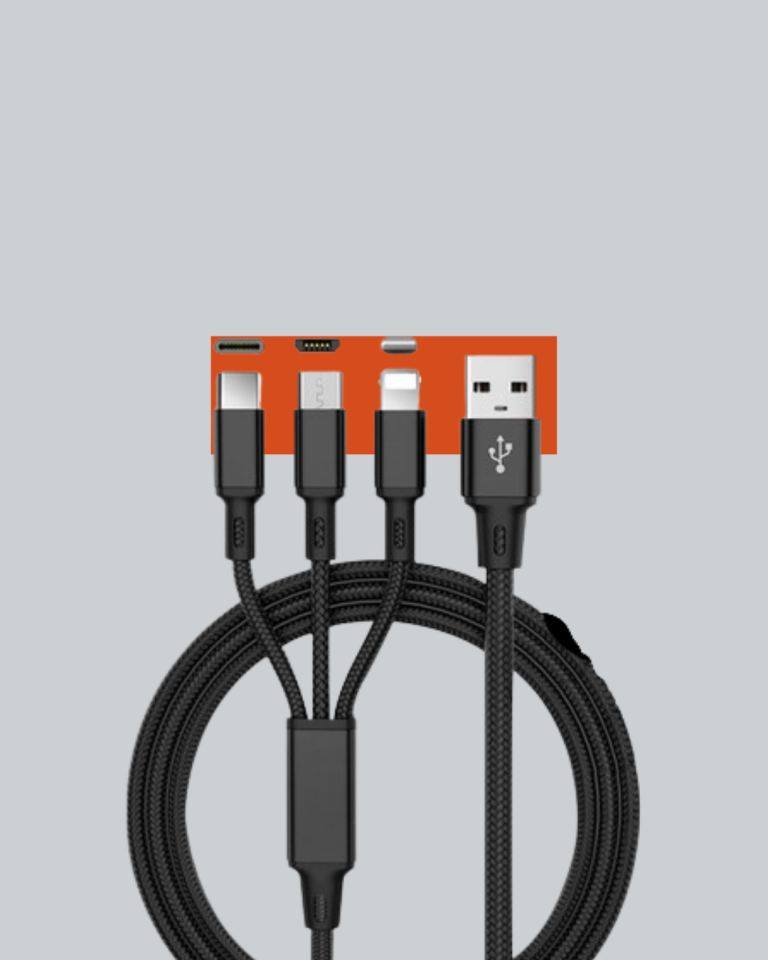 YamanHobi 3 Başlıklı Şarj Kablosu Type-C Micro USB Lightning 1.2 Metre