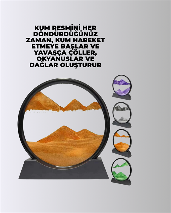 Zihin Açıcı Kum Manzarası – 3D Dinamik Kum Tablosu, Dekoratif, Dönüştükçe Yenilenen Sakinleştirici Sanat Eseri - Lisinya