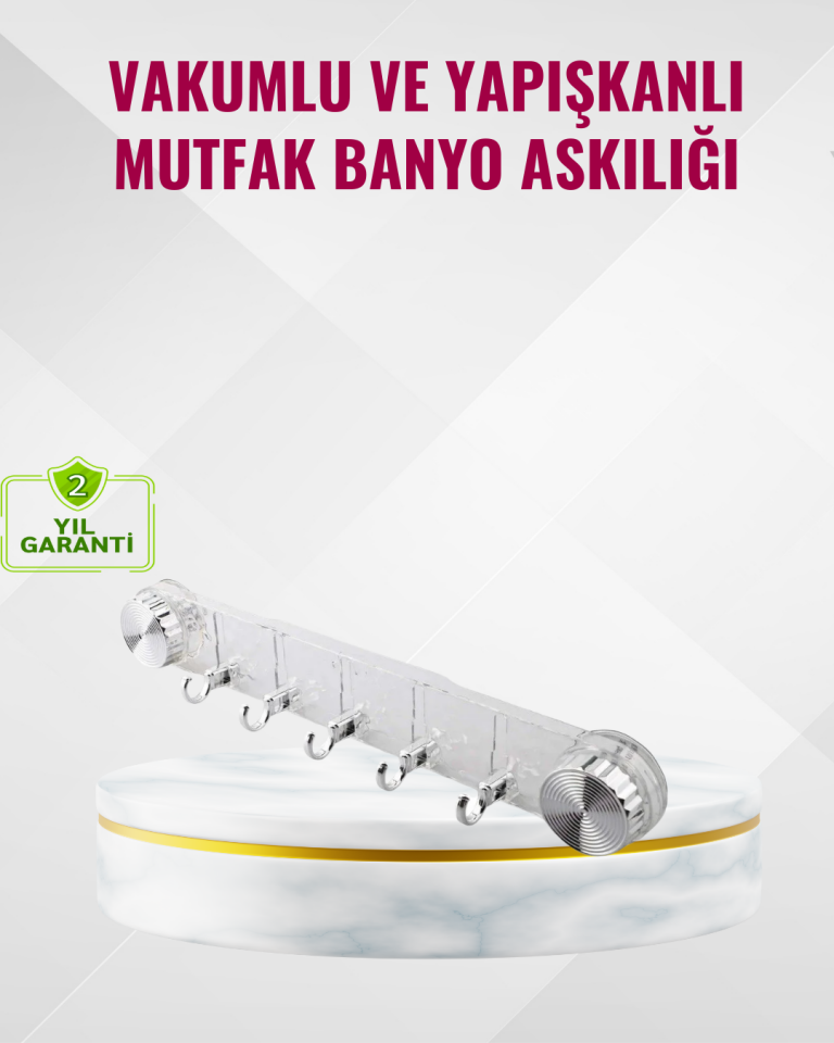 Duvar Tipi Vakumlu Askılık Şeffaf Orta Tasarımlı - Lisinya