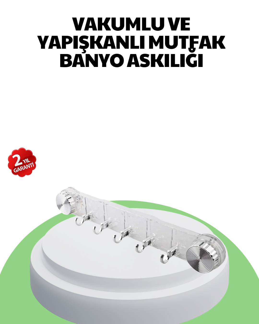 Mutfak ve Banyo Askılığı Vakumlu Yapışkanlı 5 Askı Bölmeli - Lisinya