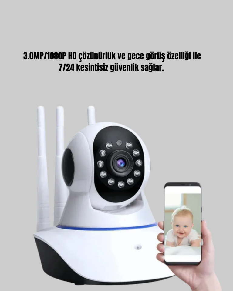 Full HD Akıllı IP Kamera – Gece Görüşlü, Hareket Sensörlü, Çift Yönlü Ses ve Online Kayıt Özellikli - Lisinya