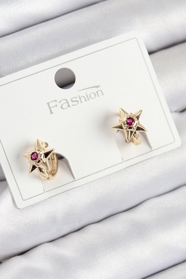 Pirinç Zirkon Taşlı Yıldız Model Gold Renk Çocuk Küpe - Lisinya
