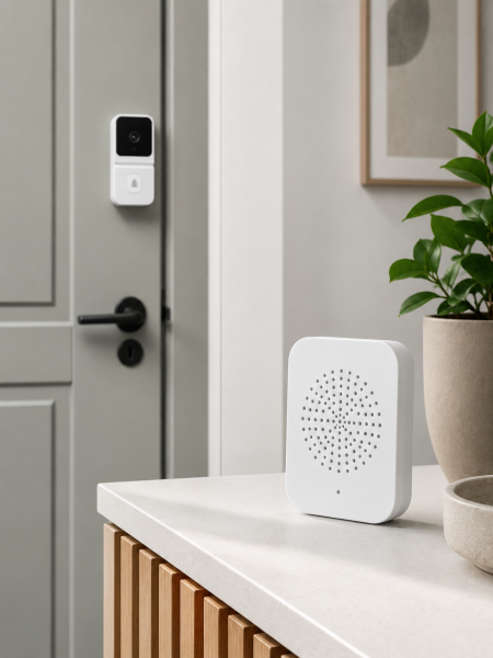 Wi-Fi Beyaz Görüntülü Kapı Zili  HD Kamera, Gece Görüşü ve Çift Yönlü Konuşma Özellikli - Lisinya