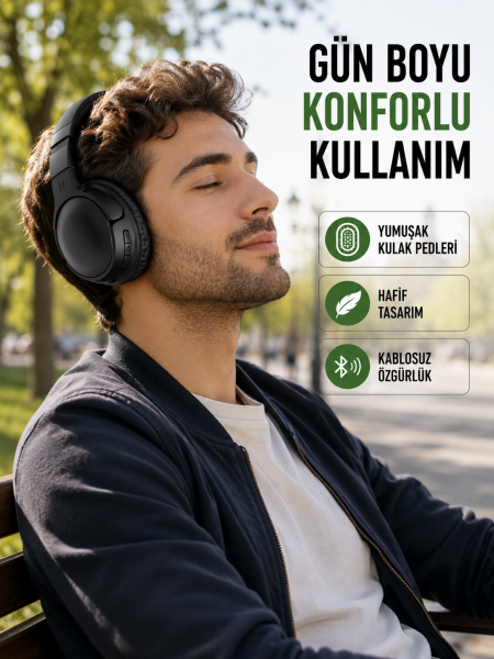3.2 cm Sürücülü Ergonomik Kablosuz Kulaklık - Lisinya