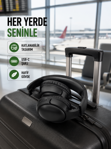 Katlanabilir USB-C Şarjlı Bluetooth Kulaklık - Lisinya