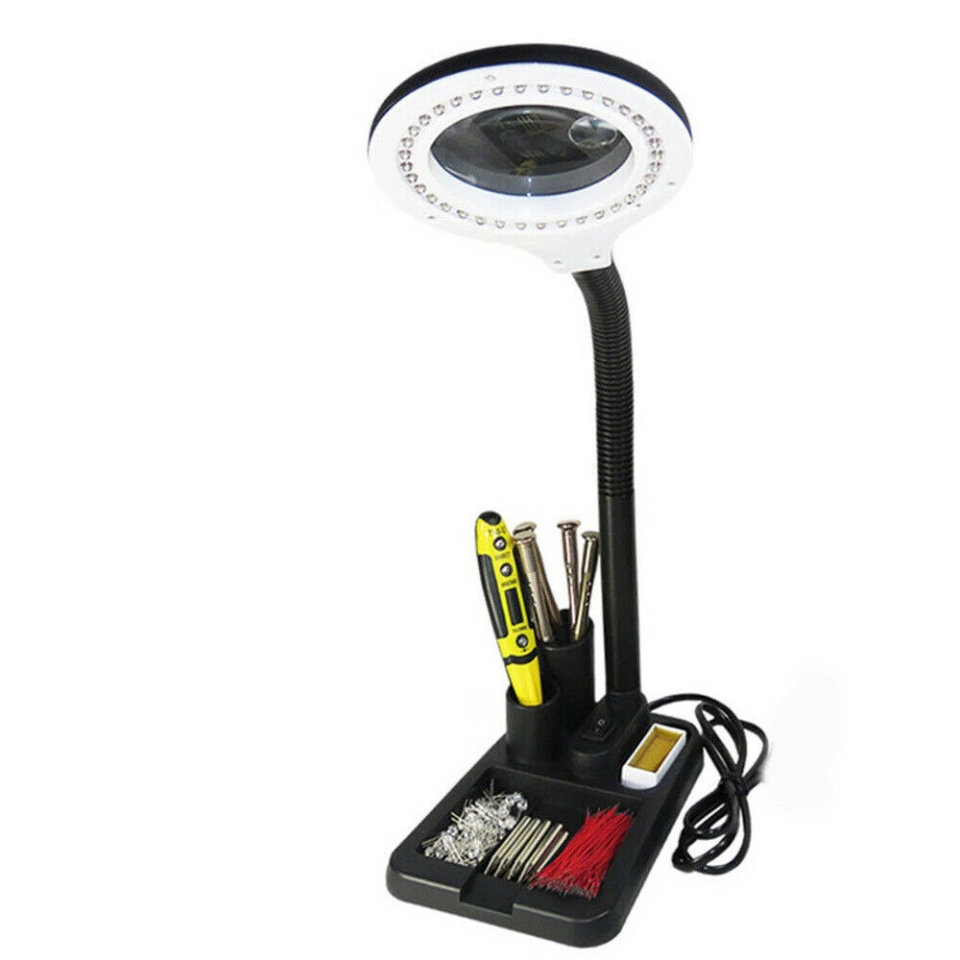 -Esnek 5X /10x,40 LED ışıklı büyüteç ,lamba  büyüteç okuma, çalışma lehim masa lambası A808 ( Lisinya )