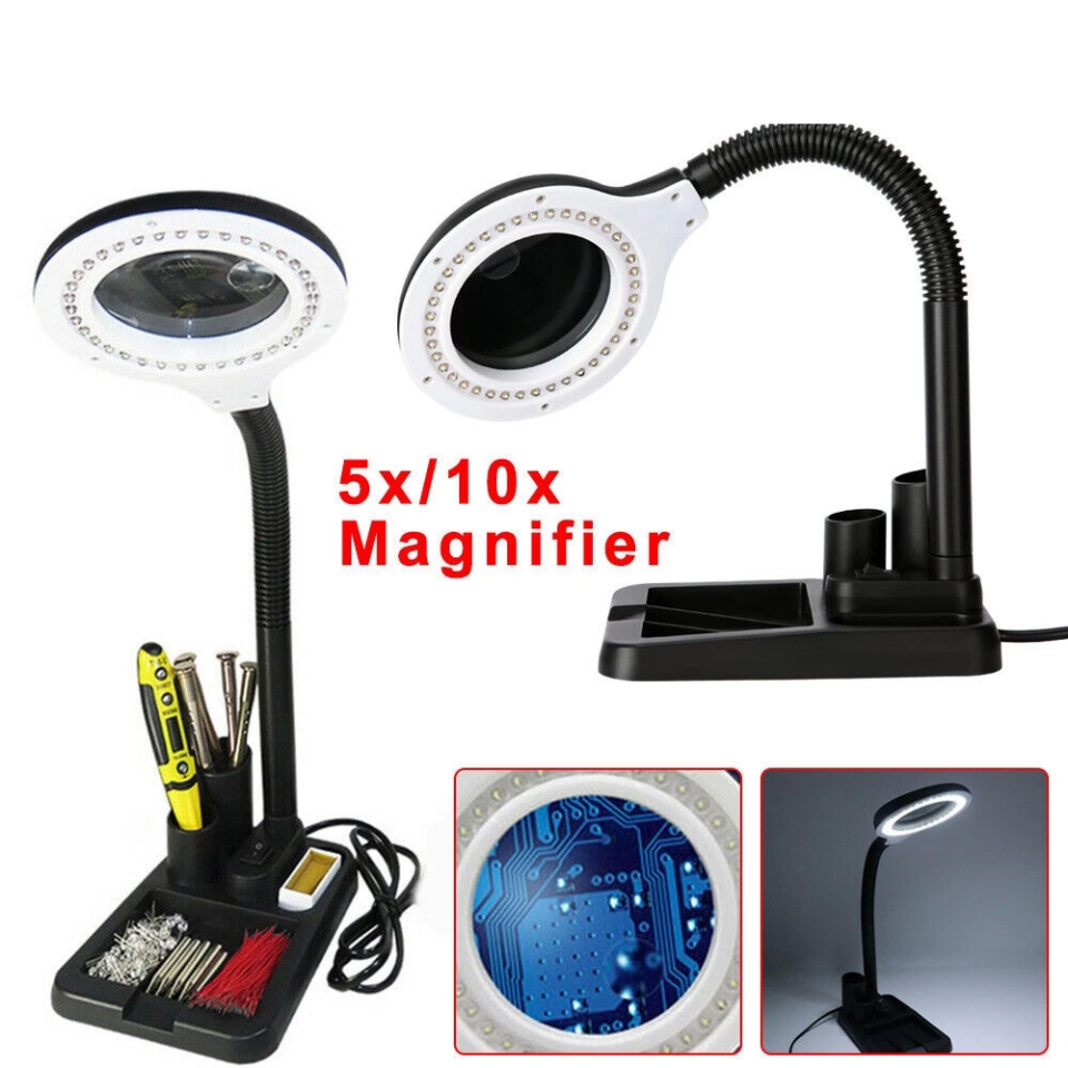 -Esnek 5X /10x,40 LED ışıklı büyüteç ,lamba  büyüteç okuma, çalışma lehim masa lambası A808 ( Lisinya )