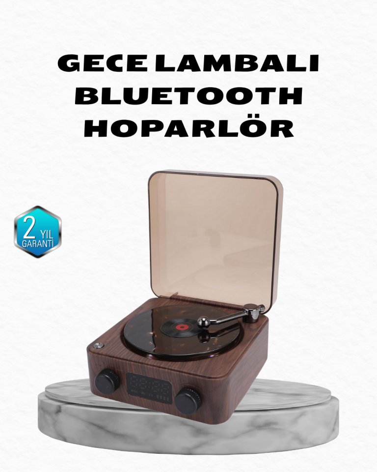 Gece Lambası Bluetooth Hoparlör Dijital Saat Çok Fonksiyonlu Su Dalgası Işıklı - Lisinya