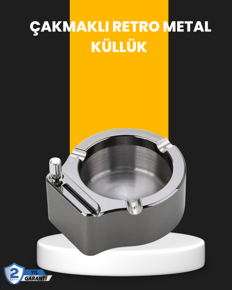 Yuvarlak Çakmaklı Küllük Dayanıklı Metal Yapı - Lisinya
