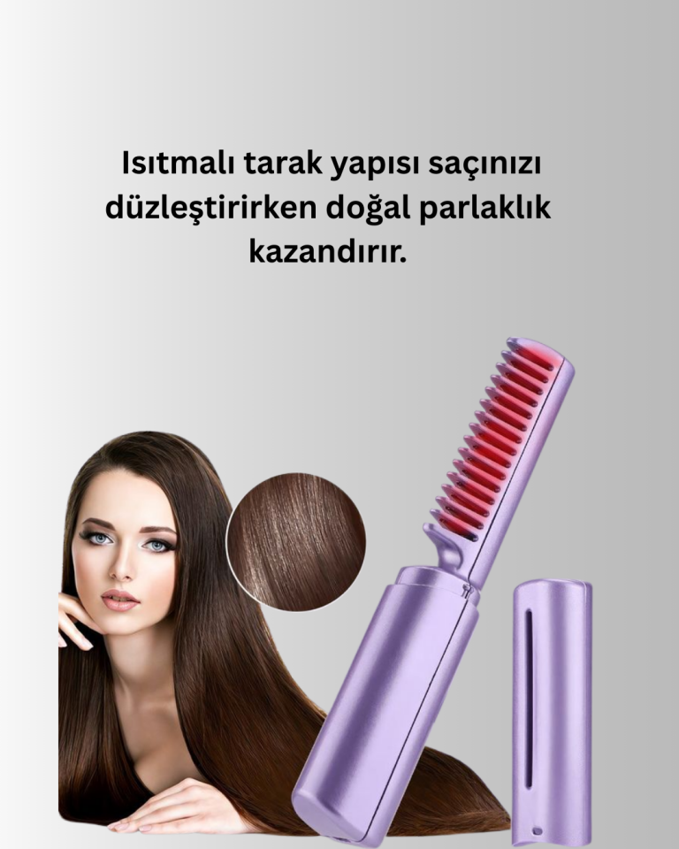 Isıtmalı Saç Düzleştirici Fırça – Kablosuz ve Hafif Tasarım - Lisinya