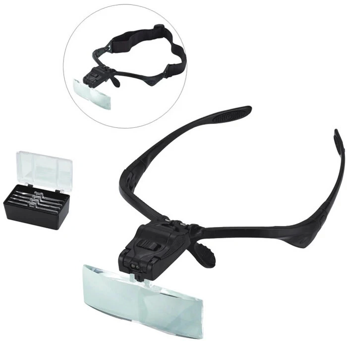 -Işıklı Gözlük Büyüteç - 5 Farklı Lens 9892B ( Lisinya )
