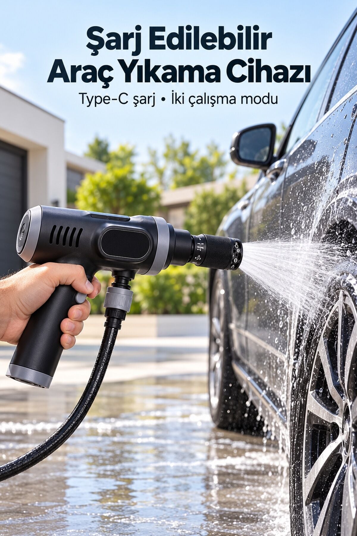 Çok Amaçlı Şarjlı Araba Yıkama Cihazı Köpük Şişeli Set - Lisinya