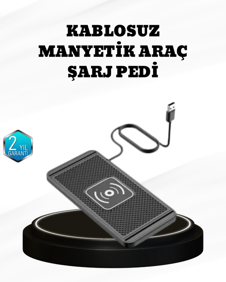 15W Manyetik Kablosuz Şarj Pedi Araç Masa Kullanımına Uygun Qi Şarj Cihazı - Lisinya