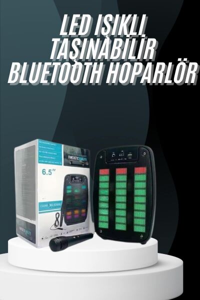 Bluetooth Hoparlör Taşınabilir Şarjlı Işıklı Büyük Boy Yüksek Ses Kaliteli