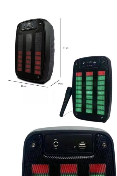 Bluetooth Hoparlör Taşınabilir Şarjlı Işıklı Büyük Boy Yüksek Ses Kaliteli