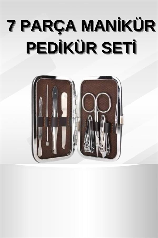 Manikür Pedikür Seti 7 Parça Tırnak Makası Kaş Makası Cımbız Çantalı - Lisinya