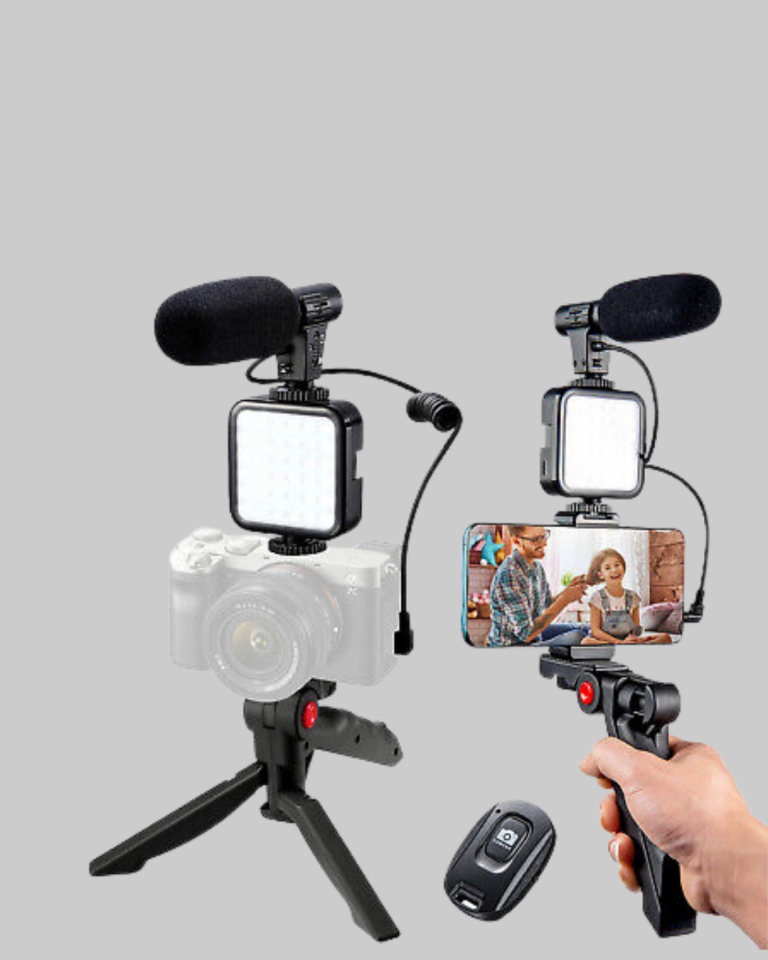 Telefon Video Çekim Kiti LED Aydınlatma Mikrofon Tripodlu Tam Set - Lisinya