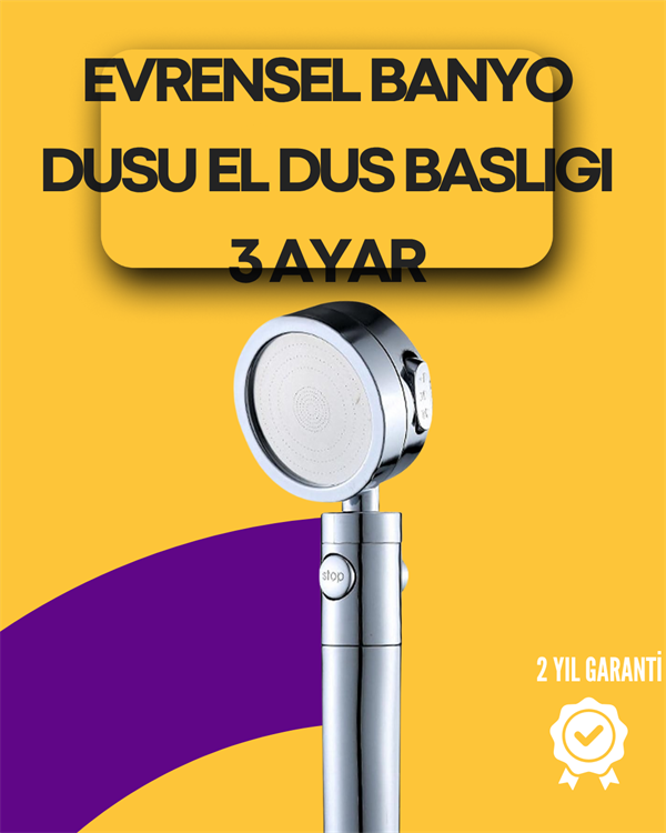 Sağlam Metal Hortum Bağlantılı, 360° Hareketli Duş Başlığı - Lisinya