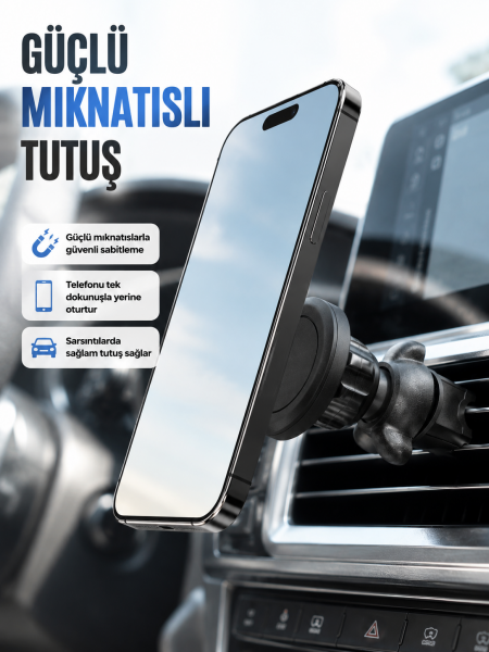 Araç İçi Manyetik Telefon Tutucu Havalandırma Klipsli Telefon Standı - Lisinya