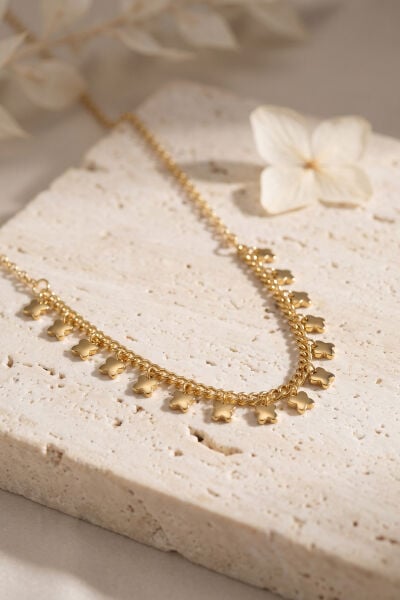 Gold Pirinç Yonca Model Kadın Kolye - Lisinya