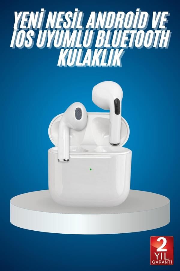Bluetooth Kulaklık Beyaz Çağrı Cevaplama Dokunmatik Kontrol Kablosuz - Lisinya