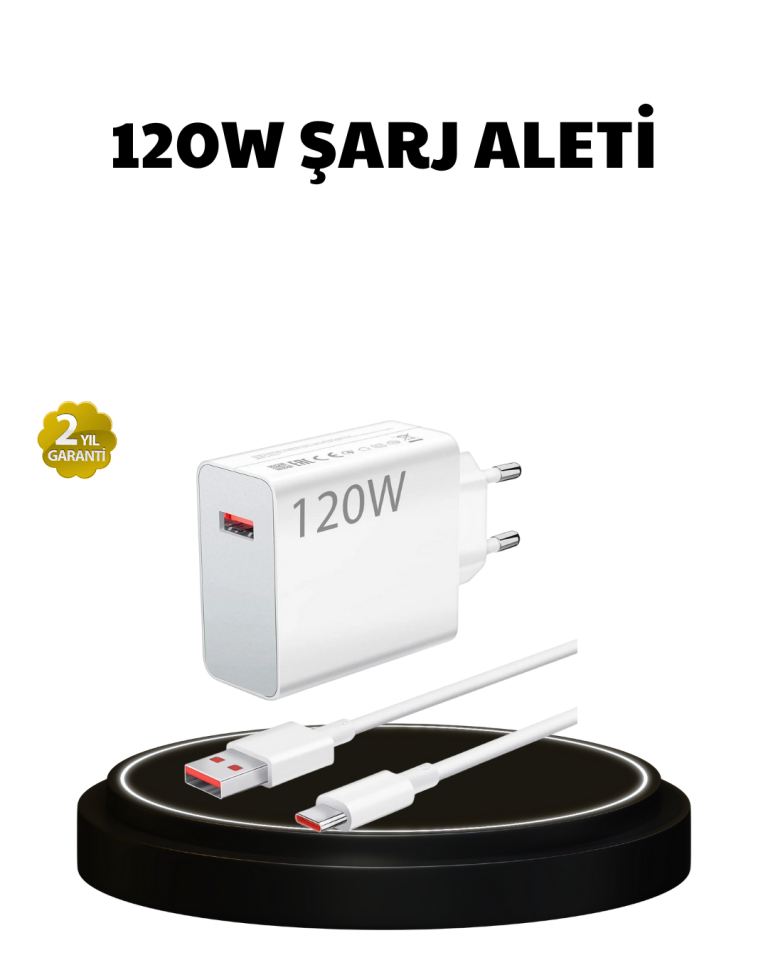 120W Ultra Hızlı Şarj Adaptörü USB-C Destekli Güçlü Şarj Teknolojisi - Lisinya