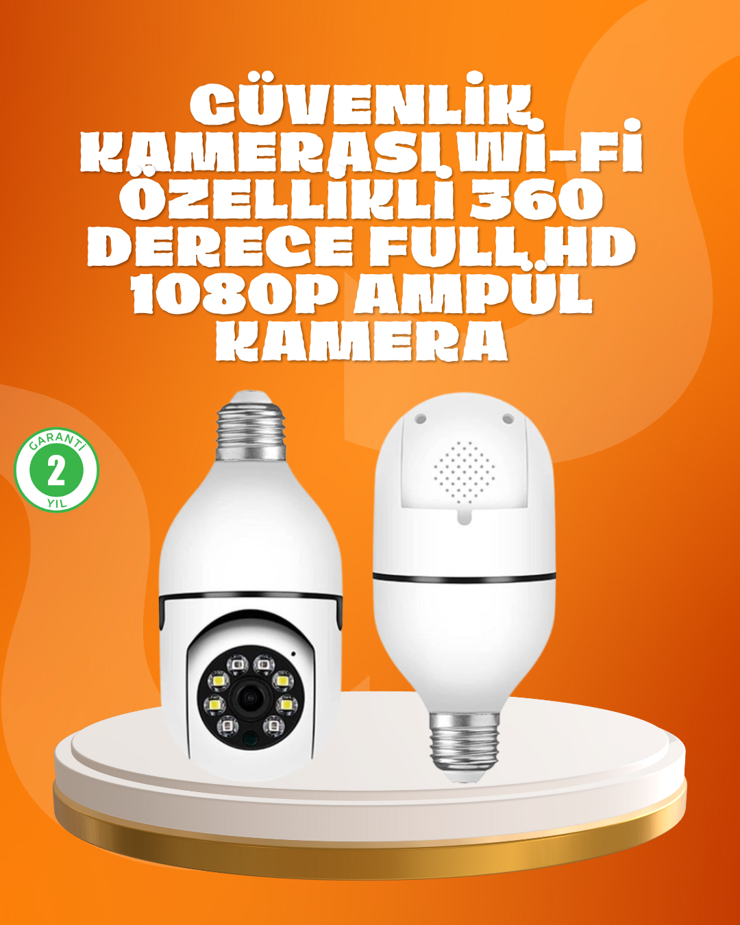 Tam Karanlıkta Görüntüleme Sağlayan 1080P Ampul Güvenlik Kamerası - Lisinya