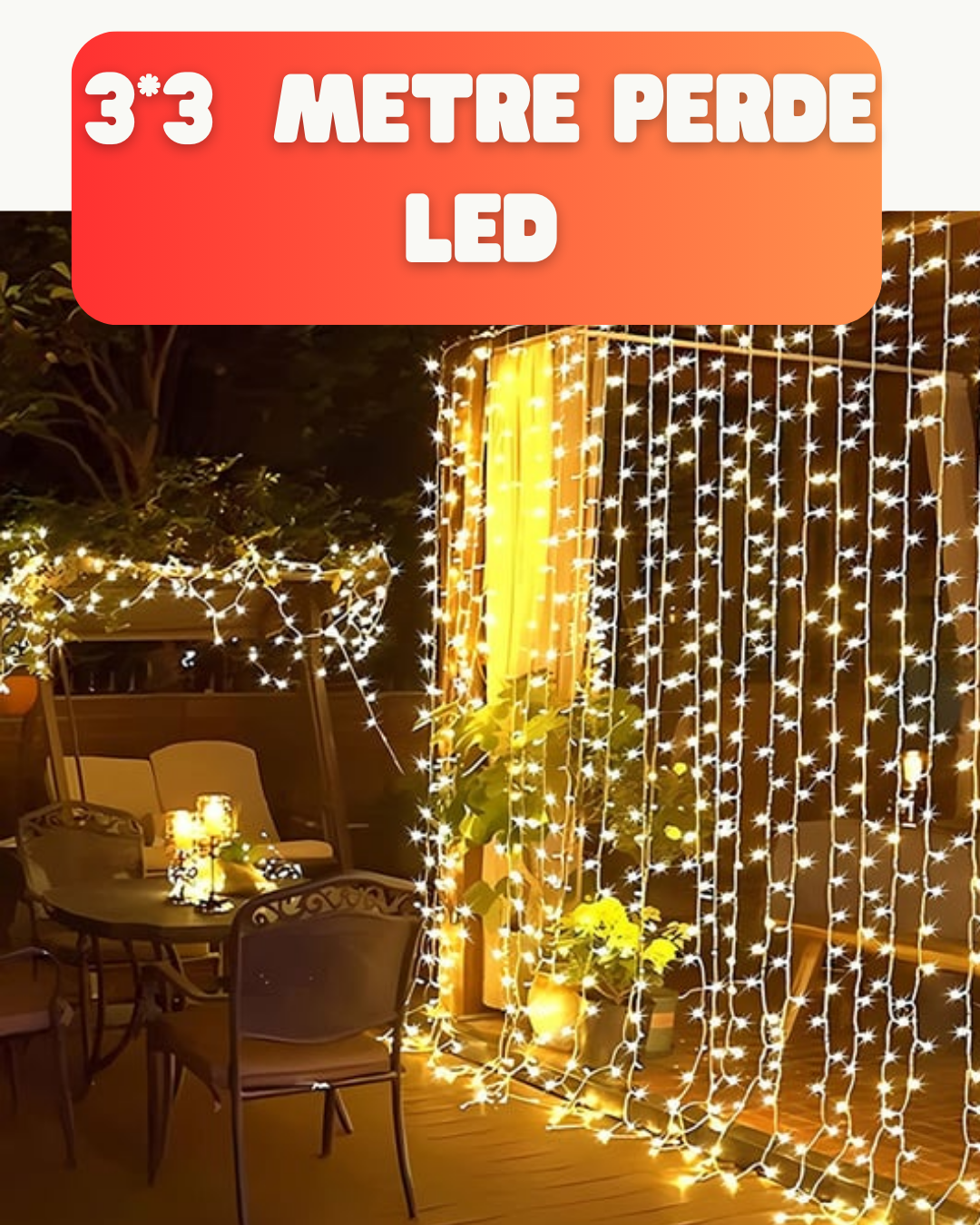 300 LED Perde Işık – Sıcak Beyaz Dekoratif Aydınlatma - Lisinya