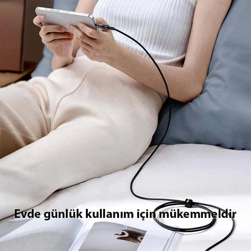 YamanHobi 45W Lightning Hızlı Şarj Kablosu LED Işıklı Şeffaf Uçlu Örgü Data Kablosu 1 Metre