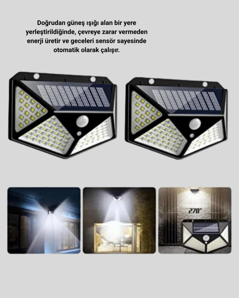 YamanHobi Solar LED Aplik Otomatik Sensörlü Dış Mekan Lambası