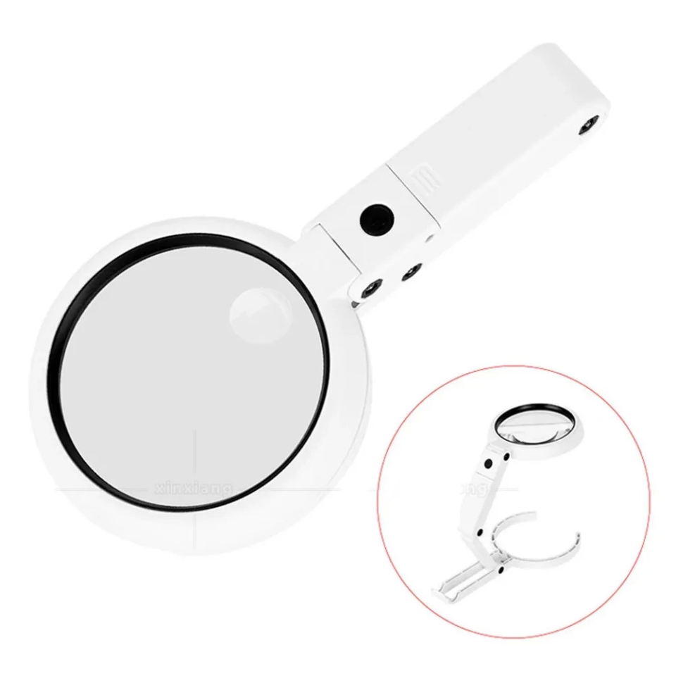 USB şarj edilebilir katlanabilir 3.5-10x büyüteç 8 LEDli masa ve eliçin  taşınabilir büyüteç FS90RC ( Lisinya )
