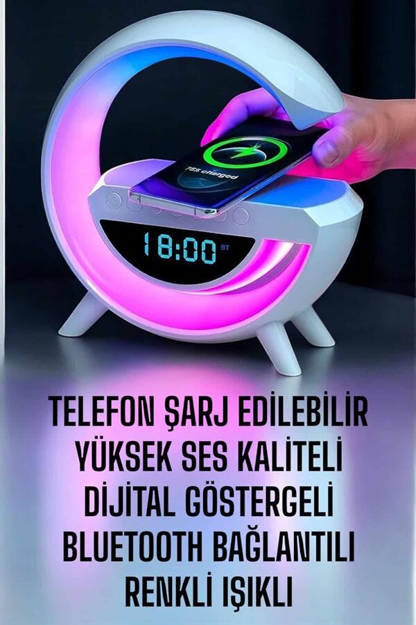 Bluetooth Hoparlör Dijital Göstergeli Wireless Şarj RGB Işıklı - Lisinya