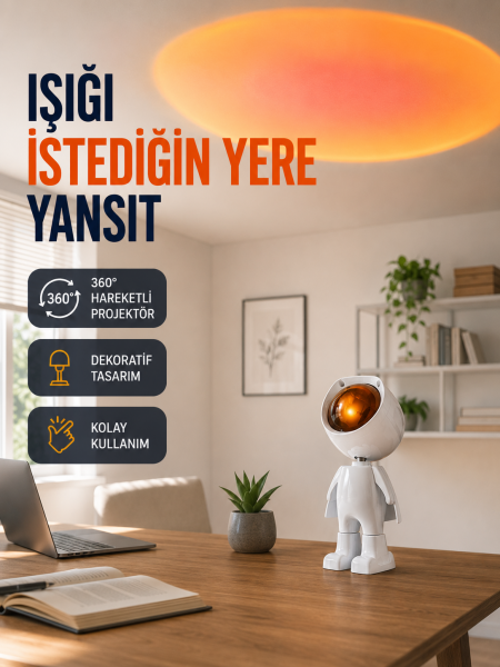 Dekoratif Gün Batımı Işığı – Astronot Figürlü Yeni Nesil - Lisinya