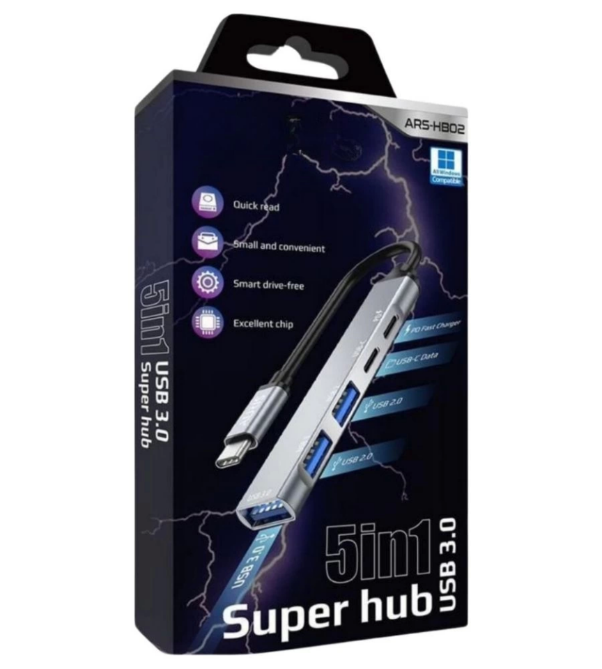 5in1 Metal USB Hub – Yüksek Hızlı Çoklayıcı, 5 Bağlantı Noktalı, Dayanıklı ve Taşınabilir Tasarım ( Lisinya )