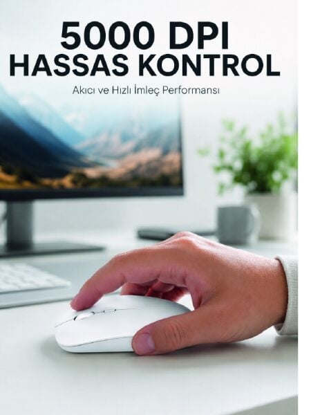 Kablosuz Bluetooth Oyuncu Mouse Sessiz Tıklama Ergonomik Wireless Fare - Lisinya