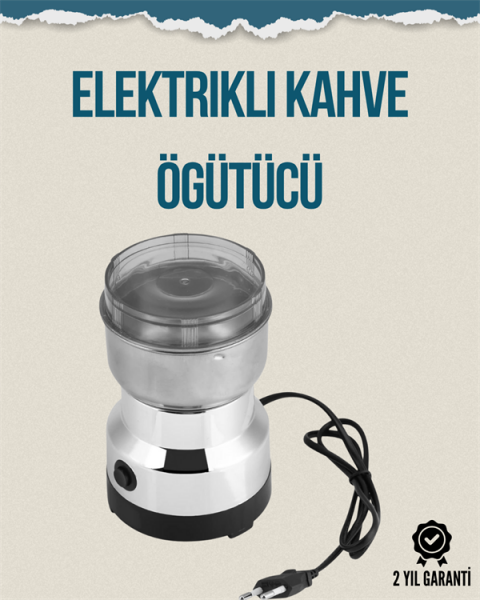 Kompakt Elektrikli Kahve ve Baharat Öğütücü | 14500 Devir, Şeffaf Kapaklı, Hediye İçin İdeal