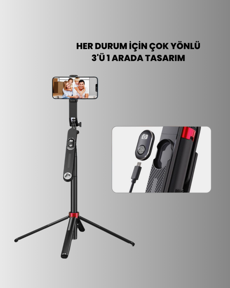Ayarlanabilir Telefon Tripodu Selfie Stick Çok Açılı Çekim - Lisinya