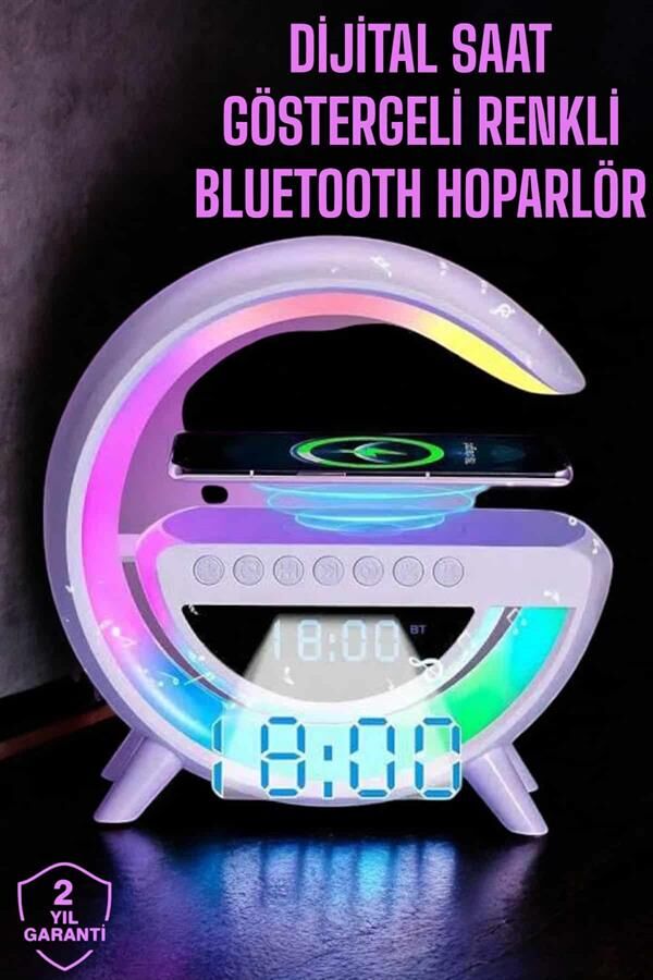 YamanHobi Kablosuz Şarjlı Bluetooth Hoparlör RGB Gece Lambası Beyaz