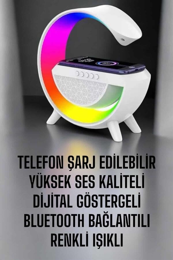 YamanHobi Kablosuz Şarjlı Bluetooth Hoparlör RGB Gece Lambası Beyaz
