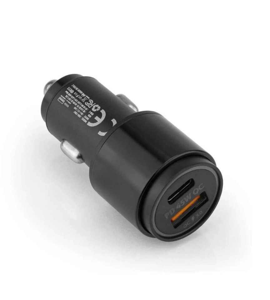 YamanHobi 45W PD Araç Şarj Cihazı USB-C ve USB-A Çift Çıkışlı Hızlı Şarj Çakmaklık Adaptörü