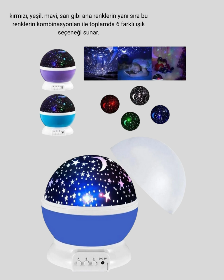 YamanHobi 6 Renk Modlu LED Gece Lambası Çocuk Odası İçin Renk Değiştiren
