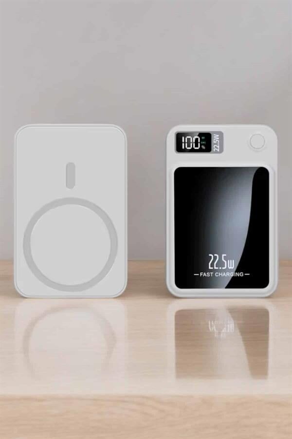 iOS Uyumlu 22.5W Hızlı Şarj Magsafe Powerbank Dijital Göstergeli 10.000 mAh - Lisinya