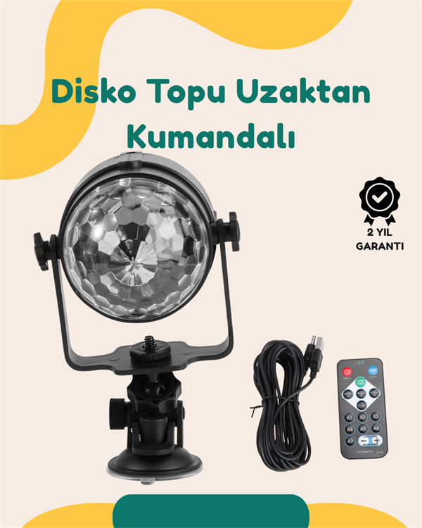 YamanHobi Müziğe Duyarlı Disko Topu Işık 7 Renk Modlu Parti Lambası