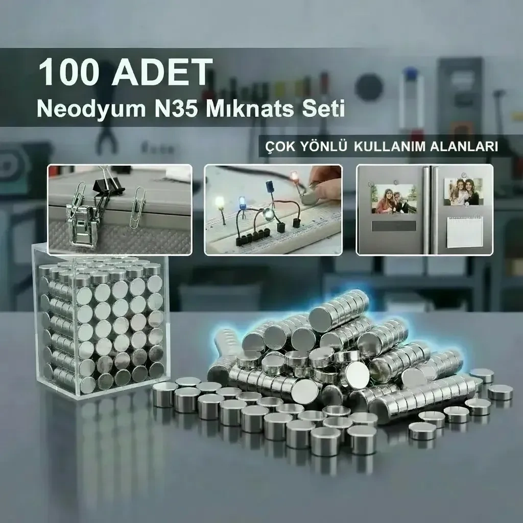 100 lü 8x3mm Yuvarlak Neodyum Mıknatıs ( Lisinya )