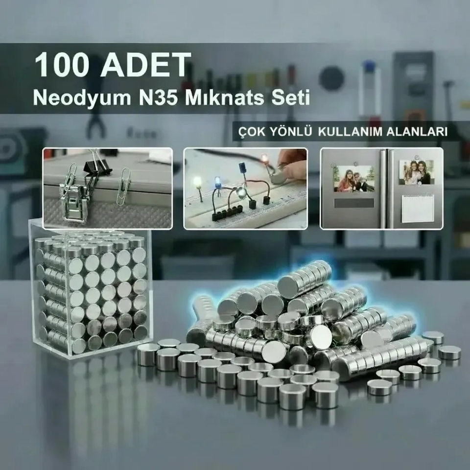 100 lü 8x3mm Yuvarlak Neodyum Mıknatıs ( Lisinya )