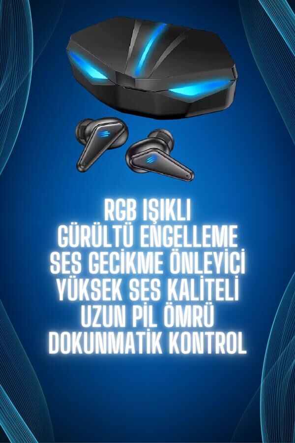 Bluetooth Kulaklık Oyuncu Kulaklığı RGB Işıklı Oyunlarda Düşük Gecikme - Lisinya